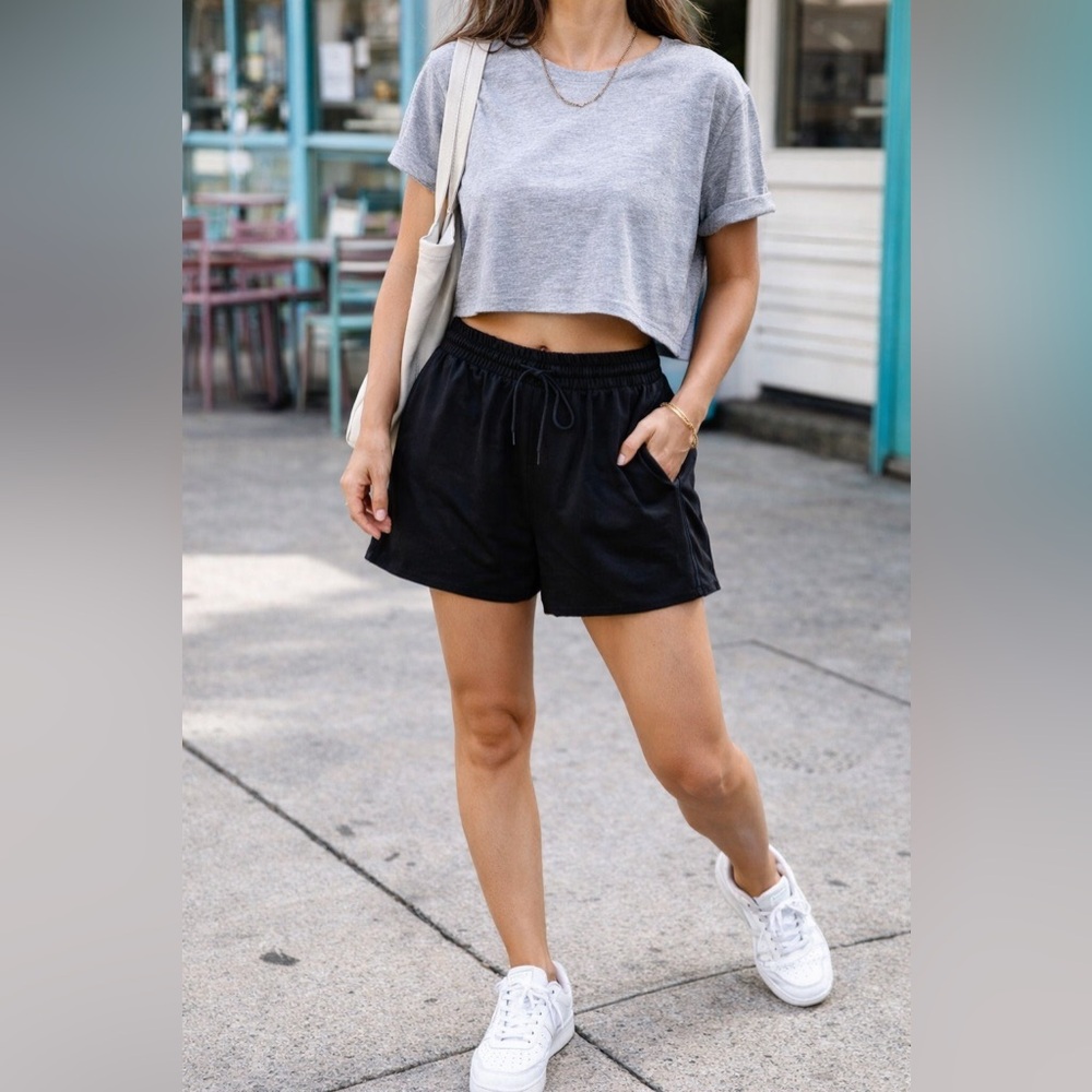 Women’s Black Jersey Lounge Shorts Size Small Elastic Waist Casual Summer Shorts